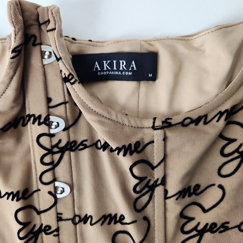 AKIRA Label "Eyes On Me" Corset under bust belt top stretch mesh size M - Picture 5 of 16